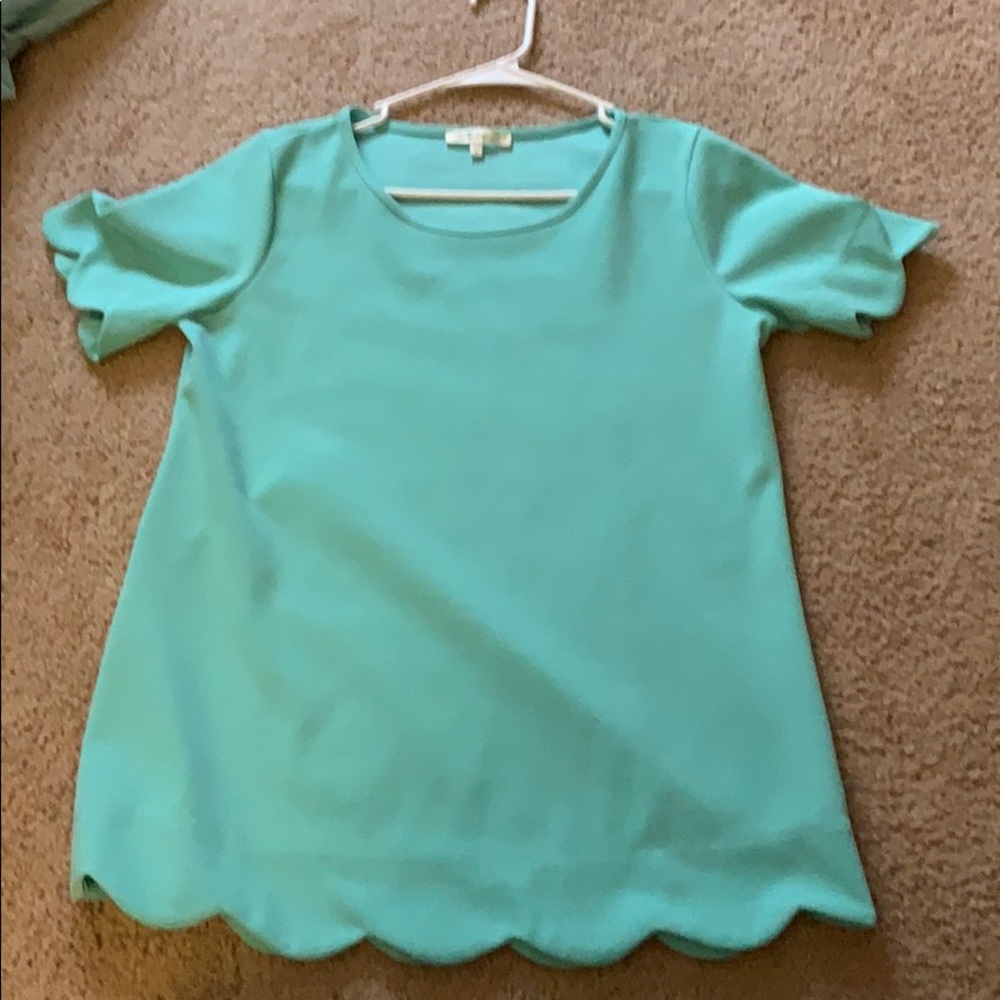 Teal scalloped shirt